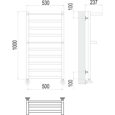 Полотенцесушитель водяной с полкой Terminus Хендрикс П10 50х100, артикул 4670078529824