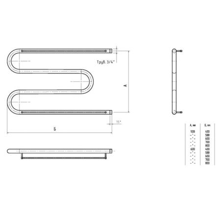 Водяной полотенцесушитель Тругор М 3/4 50x60 с полкой Хром, артикул М34/5060Пs