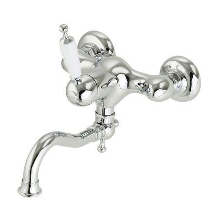 CUCINA OXFORD Смеситель для кухни моноком. настенный, излив 18 см, ручка белая/хром