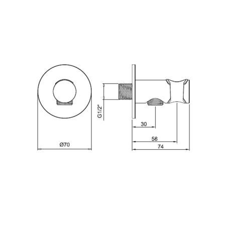 ALMAR Вывод из стены с держателем для душевой лейки, цвет Black Matt, артикул E095037.MB