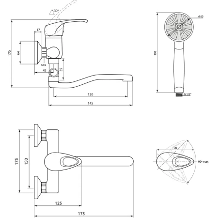 Смеситель для ванны Славен СЛ-ОД-Р30, хром