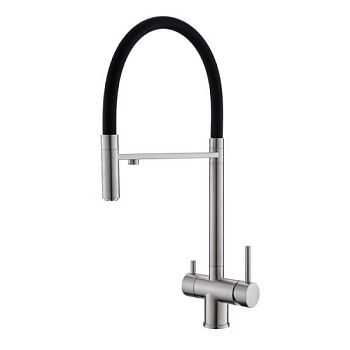 Смеситель для кухни с гибким изливом и подключением фильтра Maretti Calabria S CAS31RGF19, сатин