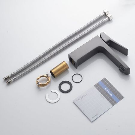 Смеситель для раковины Shevanik S4401T, оружейная сталь