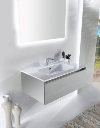 Тумба с раковиной SanVit Кубэ-1 90 kkube1090 в цвете Ral подвесная Черный глянец, артикул kkube1090