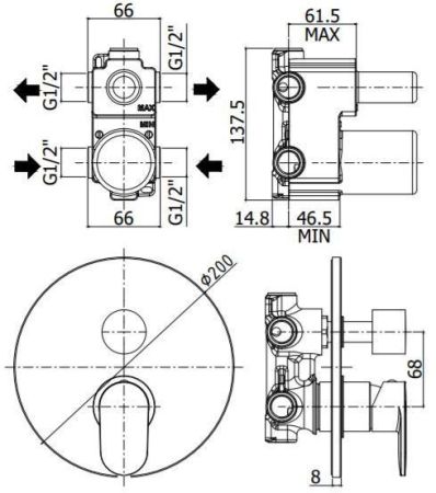 Смеситель для ванны Paffoni Candy CA018CR (с внутренней частью) хром, артикул CA018CR