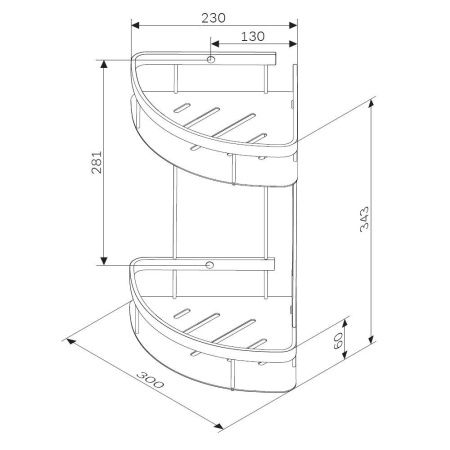 A7454200 Sense L Полка для душа угловая двухъярусная, хром