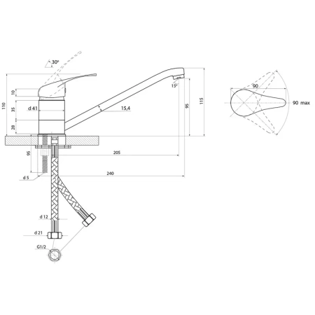 Смеситель для кухни Славен СЛ-ОД-П21, хром, артикул СЛ-ОД-П21
