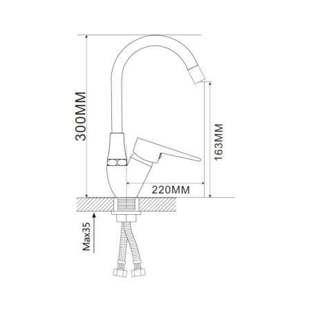 Смеситель для кухни с гибким изливом D-Lin D150303-1, хром/черный
