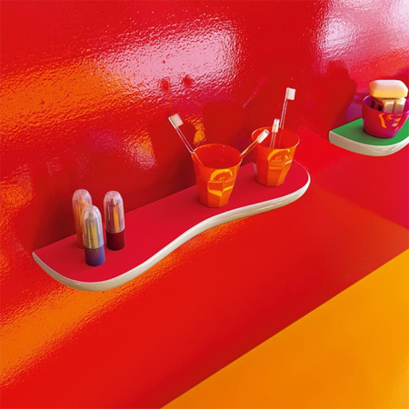 LAUFEN Florakids Полка «облако» подвесная керамическая 550x130x55 мм, цвет белый и красный, артикул 8.7703.1.062.000.1