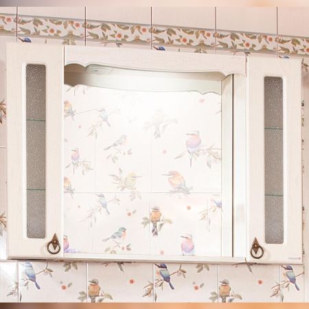 Зеркало с двумя шкафчиками Бриклаер КАНТРИ 105SS, бежевый дуб прованс, артикул КАНТРИ 105SS