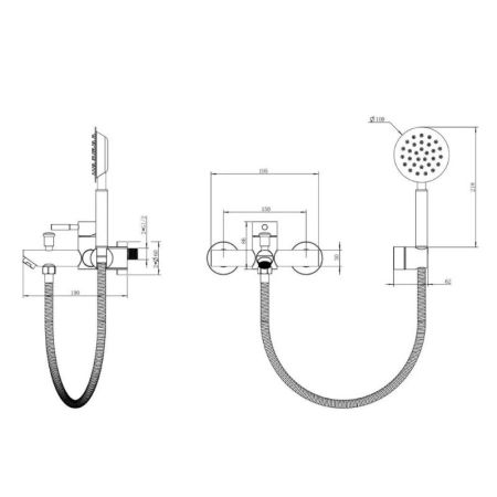 Смеситель для ванны Knotlor SS-05, сатин, артикул SS-05