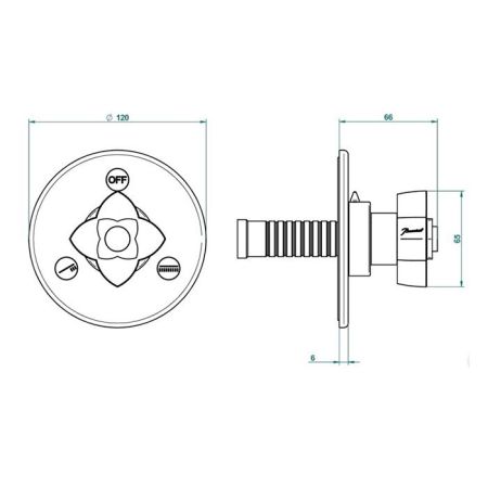 THG PETALE DE CRISTAL NOIR Переключатель встраиваемый, внешняя часть, цвет полированное золото