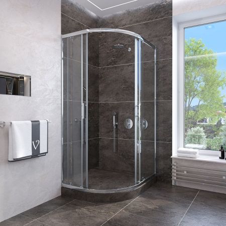 Душевой угол Veconi Rovigo RV-107, 900x900x1900, хром, стекло прозрачное, артикул RV107-90-01-C4