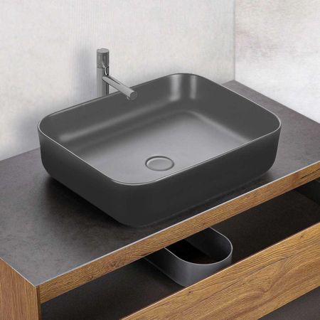Раковина керамическая Vincea VBS-105MA, 500*390*130, накладная, цвет антрацит матовый, артикул VBS-105MA