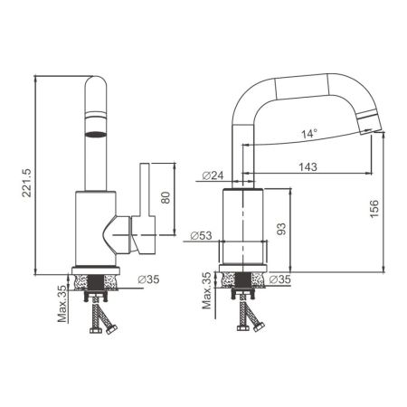 Смеситель для раковины BELZ B10810-5, брашированное золото