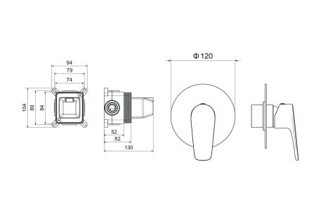 Смеситель для душа (внешняя и скрытая часть) AQUATEK AQ1166CR БЕТТА, артикул AQ1166CR