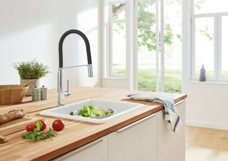 Смеситель для кухни GROHE Concetto с профессиональной лейкой, хром/черный (31491000), артикул 31491000