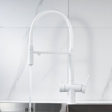 Смеситель для кухни с подключением фильтра Shevanik S178C, белый