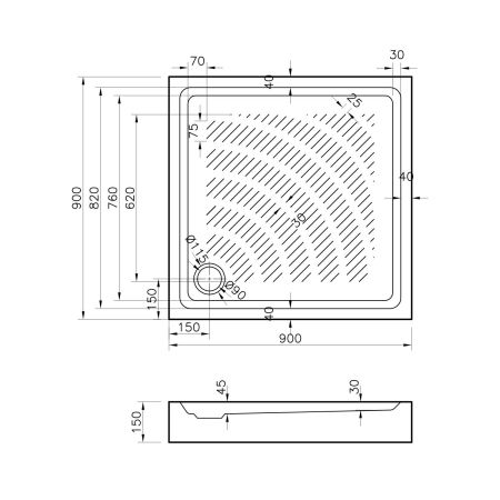 Акриловый душевой поддон Lavinia Boho Rock 37074900, квадратный, 90 х 90 см, артикул 37074900