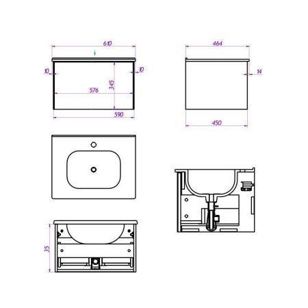 Тумба под раковину подвесная La Fenice Terra FNC-01-TER-B-60, белая, артикул FNC-01-TER-B-60