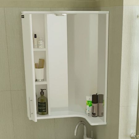 Зеркало со шкафом СанТа Аврора 70 116002 с подсветкой Белое, артикул 116002