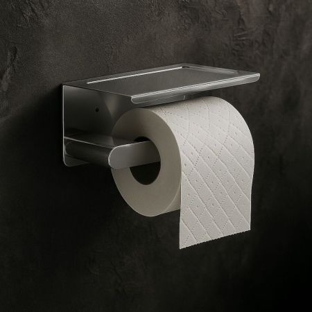 Держатель для туалетной бумаги с полочкой Knotlor PH102C, хром, артикул PH102C