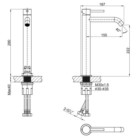 Смеситель Lemark Kalina для раковины высокий (LMF-2115S-SS), артикул LMF-2115S-SS