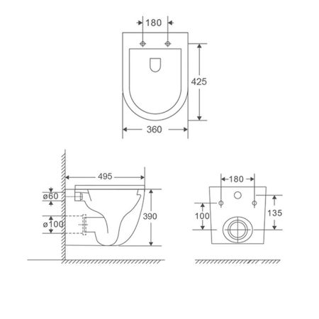 Унитаз подвесной Terminus Аврора (Торнадо 3.0) 01WM49x36W, белый