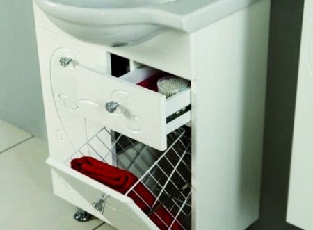 Тумба под раковину Акватон Лиана 60 М 1A162901LL010 белая глянцевая, артикул 1A162901LL010