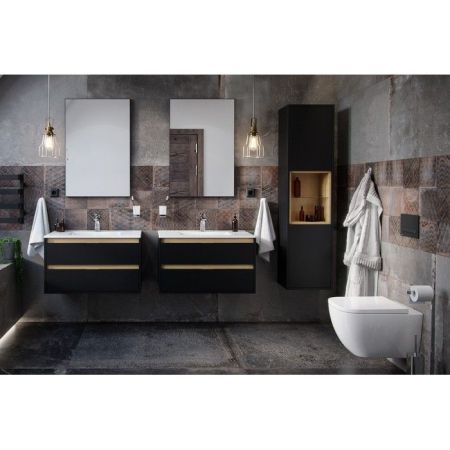 Шкаф-пенал EXCELLENT Tuto 40 см (черный матовый/дуб), артикул MLEX.0201.400.BKBL