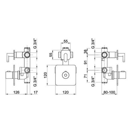Смеситель для душа встраиваемый с термостатом Webert Elio EL971302345, никель, артикул EL971302345