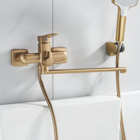 Смеситель для ванны Shevanik S9922G, золотой сатин, артикул S9922G