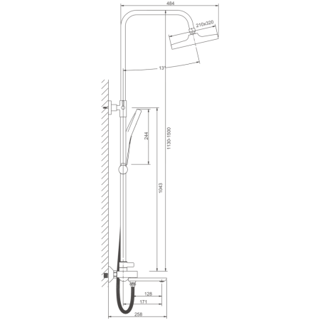 Душевая система BELZ B24672-3, оружейная сталь, артикул B24672-3