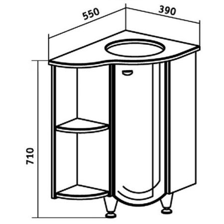 Тумба под раковину Runo Бис 55 L 4620750023225 угловая Белая