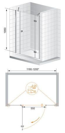 Душевая дверь в нишу CEZARES VERONA-W-B-13, артикул VERONA-W-B-13-30+60/60-P-Cr-L