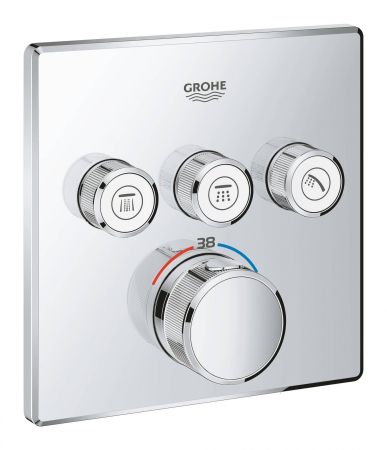 Внешняя часть термостатического смесителя на 3 выхода GROHE Grohtherm SmartControl, хром (29126000)