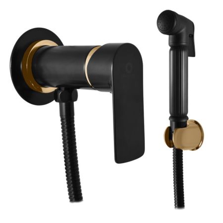 Гигиенический душ со смесителем Rav Slezak VLTAVA VT447/1CMATZ, черный/золото, артикул VT447/1CMATZ