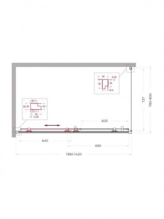 UNO-195-AH-1-110/80-C-NERO Душевой уголок, артикул UNO-195-AH-1-110/80-C-NERO