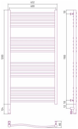 Полотенцесушитель электрический ФЛЮИД 3.0 1200х600 МЭМ левый (Без покрытия), артикул 00-5820-1260
