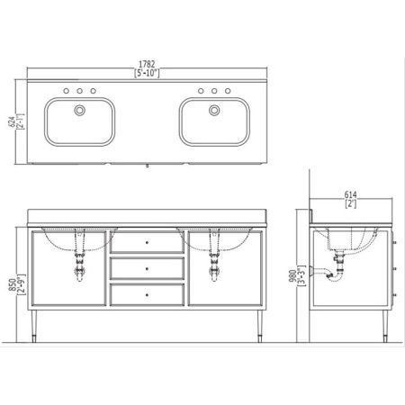 Devon Swindon Раковина встраиваемая под столешницу (55,5х38,5 cм), цвет: белый, артикул ACSWINDONDS bi