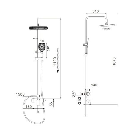 Душевая система D-Lin D10A17, хром