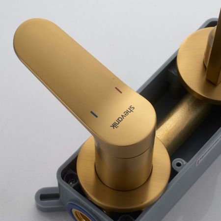 Смеситель для раковины встраиваемый Shevanik S4341G, золотой сатин, артикул S4341G