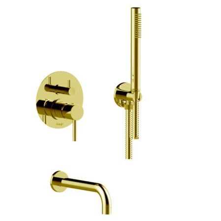 Bongio ON Смеситель встраиваемый с комплектом ручного душа, излив, цвет французское матовое золото (без внутр части 09763), артикул 68530HM0DPREU