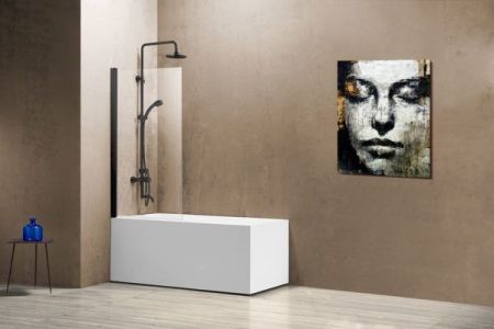 Шторки на ванну Vincea Душевая шторка на ванну VSB-11800CLB, 800*1400, черный, стекло прозрачное,, артикул VSB-11800CLB