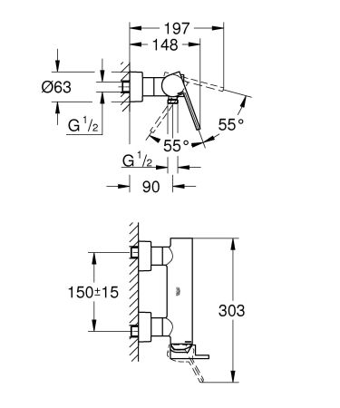 Смеситель для душа GROHE Plus, настенный монтаж (33577003), артикул 33577003