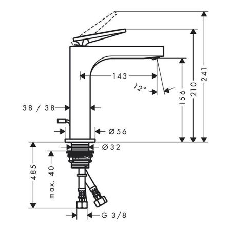 AX Citterio Смеситель для раковины 160, цвет шлифованное золото, артикул 39023250