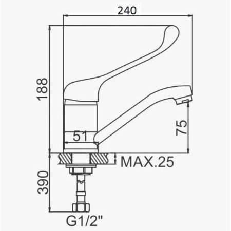 Смеситель для кухни с хирургической ручкой D-Lin D154427-6, хром