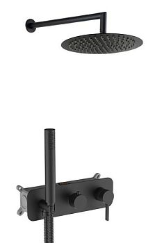 AQG Urban Flow, душевой комплект ER234 на 2-3 потребителя, с настенным кронштейном, цвет черный матовый