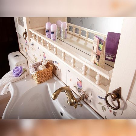 Зеркало со шкафчиком и балюстрадой Бриклаер КАНТРИ 105SB, бежевый дуб прованс, артикул КАНТРИ 105SB