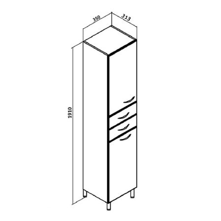 Пенал Runo левый с корзиной для белья 35 (00000000128), артикул 00000000128